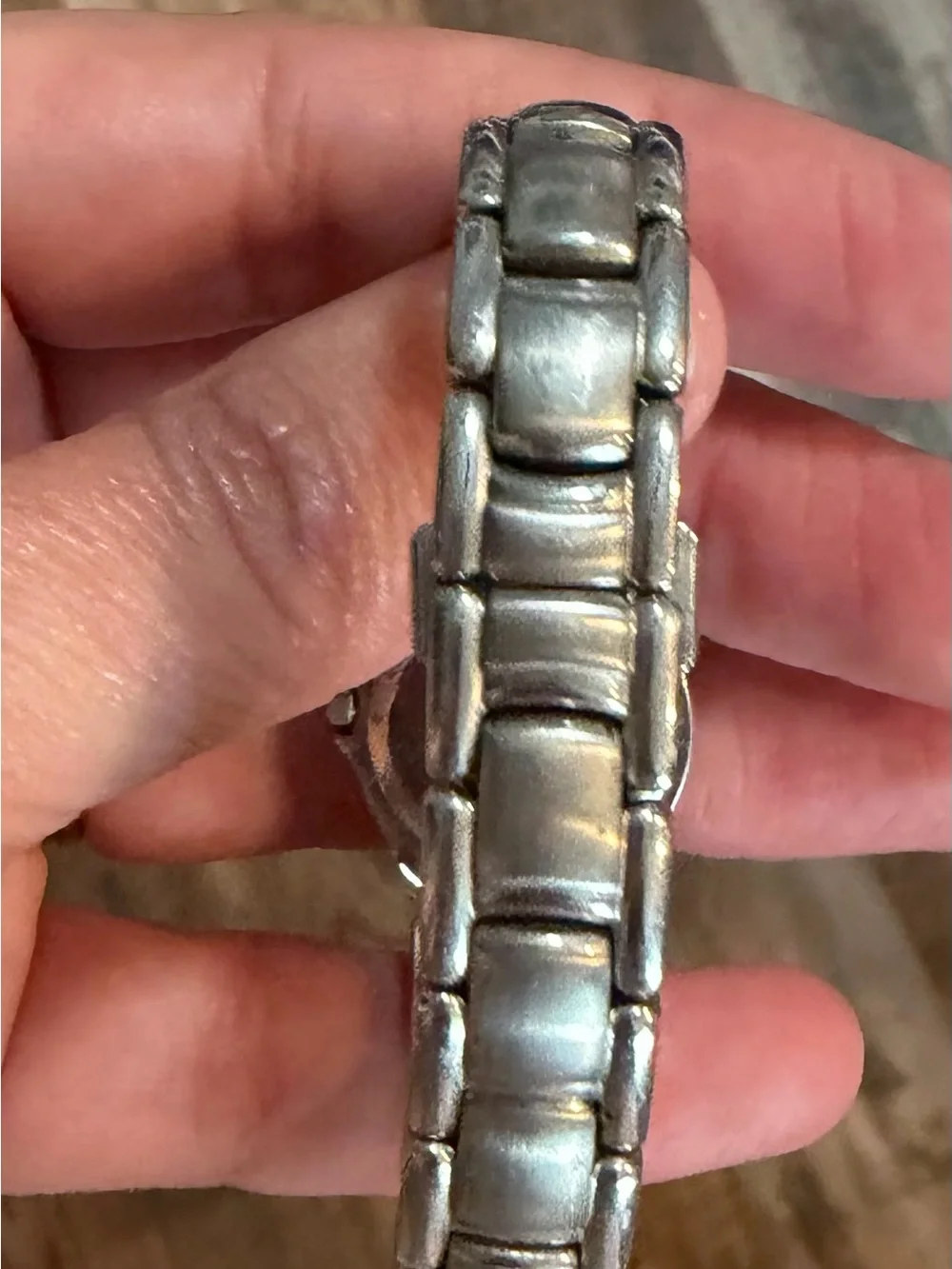 Seiko Silver Stainless Steel Watch  Iridescent mother of pearl face with diamond